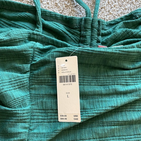 Anthropologie Pilcro emerald green tube top with cross straps - Picture 3 of 4